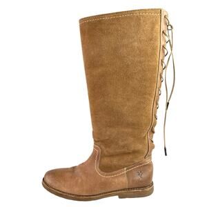 Frye Celia Women's Brown Suede Leather Sherpa Round Toe Lace Up Boots Size 7.5
